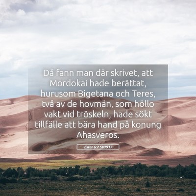 Picture 05 - Ester 6:2 SV1917 - Då fann man där skrivet, att Mordokai hade - Bible Verse Picture