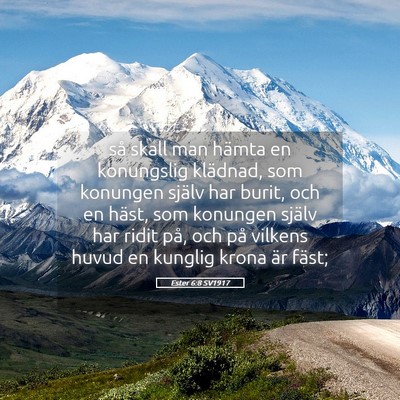 Picture 05 - Ester 6:8 SV1917 - så skall man hämta en konungslig klädnad, som - Bible Verse Picture