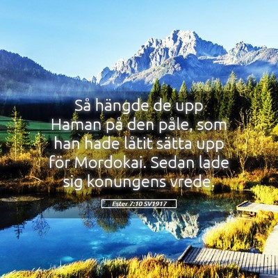 Picture 05 - Ester 7:10 SV1917 - Så hängde de upp Haman på den påle, som han - Bible Verse Picture