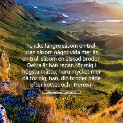 Picture 05 - Filemonbrevet 1:16 SV1917 - nu icke längre såsom en träl, utan såsom - Bible Verse Picture