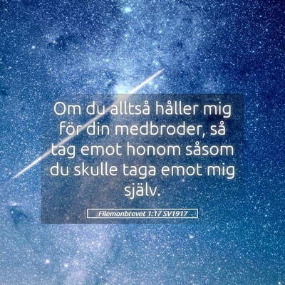 Picture 05 - Filemonbrevet 1:17 SV1917 - Om du alltså håller mig för din medbroder, så - Bible Verse Picture