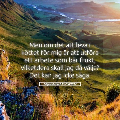 Picture 05 - Filipperbrevet 1:22 SV1917 - Men om det att leva i köttet för mig är att - Bible Verse Picture