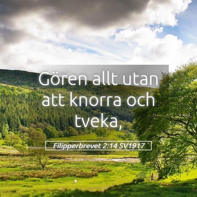 Picture 05 - Filipperbrevet 2:14 SV1917 - Gören allt utan att knorra och - Bible Verse Picture