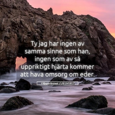 Picture 05 - Filipperbrevet 2:20 SV1917 - Ty jag har ingen av samma sinne som han, ingen - Bible Verse Picture