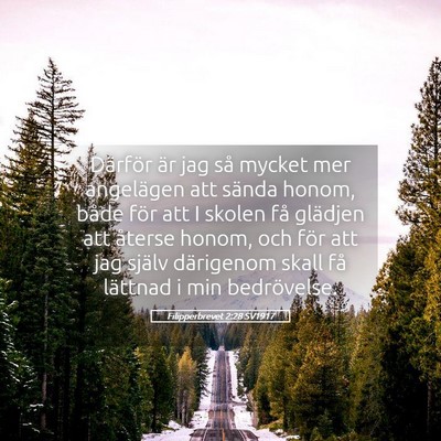 Picture 05 - Filipperbrevet 2:28 SV1917 - Därför är jag så mycket mer angelägen att - Bible Verse Picture