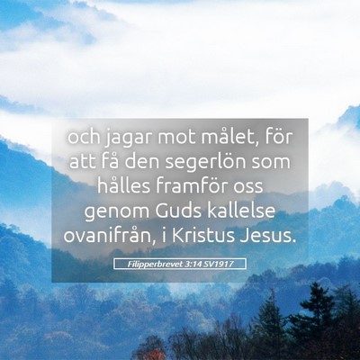 Picture 05 - Filipperbrevet 3:14 SV1917 - och jagar mot målet, för att få den segerlön - Bible Verse Picture
