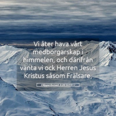 Picture 05 - Filipperbrevet 3:20 SV1917 - Vi åter hava vårt medborgarskap i himmelen, och - Bible Verse Picture