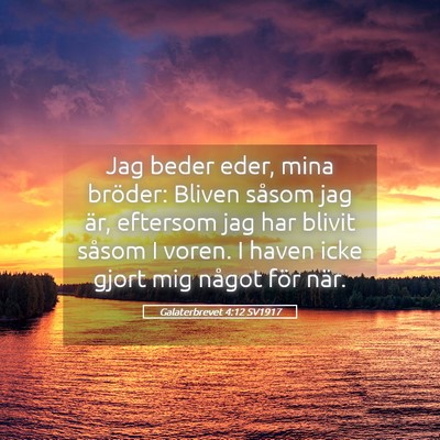 Picture 05 - Galaterbrevet 4:12 SV1917 - Jag beder eder, mina bröder: Bliven såsom jag - Bible Verse Picture