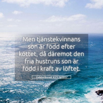 Picture 05 - Galaterbrevet 4:23 SV1917 - Men tjänstekvinnans son är född efter köttet, - Bible Verse Picture