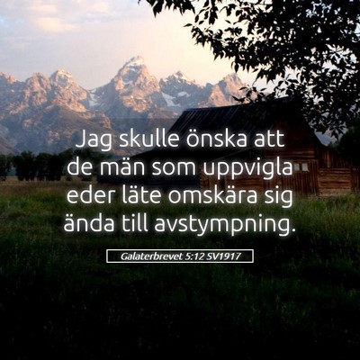 Picture 05 - Galaterbrevet 5:12 SV1917 - Jag skulle önska att de män som uppvigla eder - Bible Verse Picture
