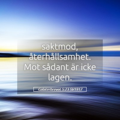 Picture 05 - Galaterbrevet 5:23 SV1917 - saktmod, återhållsamhet. Mot sådant är icke - Bible Verse Picture