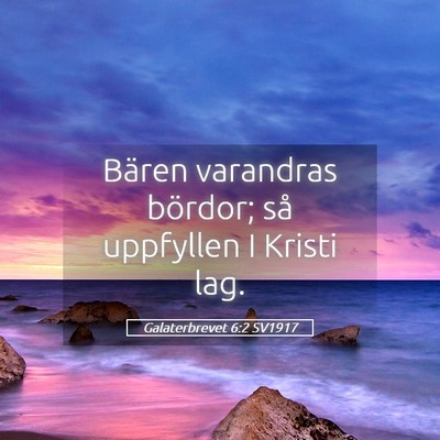 Picture 05 - Galaterbrevet 6:2 SV1917 - Bären varandras bördor; så uppfyllen I Kristi - Bible Verse Picture