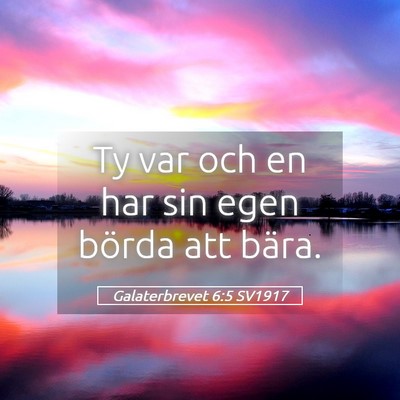 Picture 05 - Galaterbrevet 6:5 SV1917 - Ty var och en har sin egen börda att - Bible Verse Picture