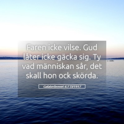 Picture 05 - Galaterbrevet 6:7 SV1917 - Faren icke vilse. Gud låter icke gäcka sig. Ty - Bible Verse Picture