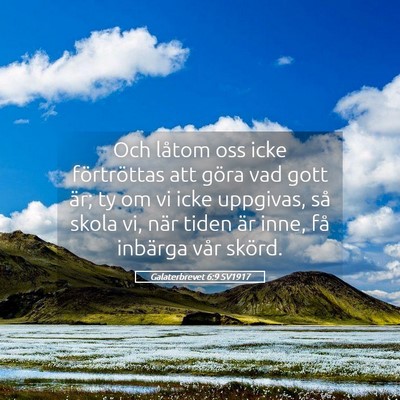Picture 05 - Galaterbrevet 6:9 SV1917 - Och låtom oss icke förtröttas att göra vad - Bible Verse Picture