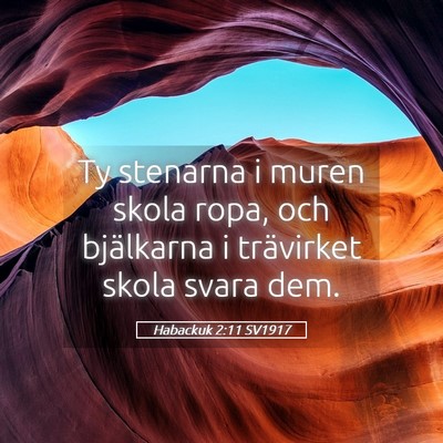 Picture 05 - Habackuk 2:11 SV1917 - Ty stenarna i muren skola ropa, och bjälkarna i - Bible Verse Picture