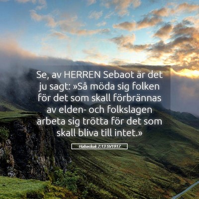 Picture 05 - Habackuk 2:13 SV1917 - Se, av HERREN Sebaot är det ju sagt: »Så möda - Bible Verse Picture