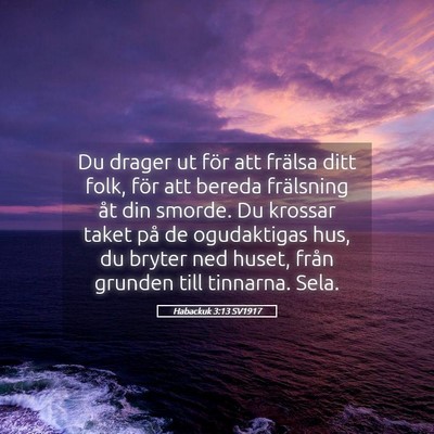 Picture 05 - Habackuk 3:13 SV1917 - Du drager ut för att frälsa ditt folk, för att - Bible Verse Picture