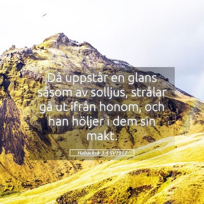 Picture 05 - Habackuk 3:4 SV1917 - Då uppstår en glans såsom av solljus, strålar - Bible Verse Picture