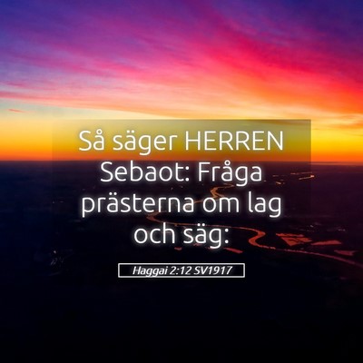 Picture 05 - Haggai 2:12 SV1917 - Så säger HERREN Sebaot: Fråga prästerna om - Bible Verse Picture