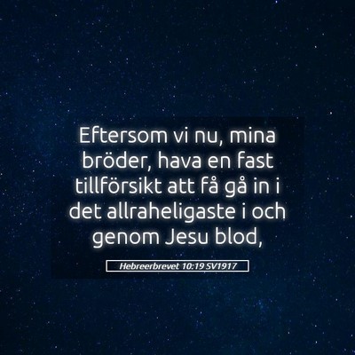 Picture 05 - Hebreerbrevet 10:19 SV1917 - Eftersom vi nu, mina bröder, hava en fast - Bible Verse Picture
