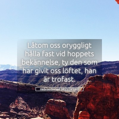 Picture 05 - Hebreerbrevet 10:23 SV1917 - Låtom oss oryggligt hålla fast vid hoppets - Bible Verse Picture