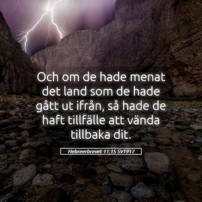 Picture 05 - Hebreerbrevet 11:15 SV1917 - Och om de hade menat det land som de hade gått - Bible Verse Picture