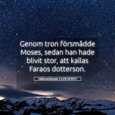 Picture 05 - Hebreerbrevet 11:24 SV1917 - Genom tron försmådde Moses, sedan han hade - Bible Verse Picture