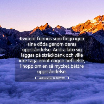 Picture 05 - Hebreerbrevet 11:35 SV1917 - Kvinnor funnos som fingo igen sina döda genom - Bible Verse Picture