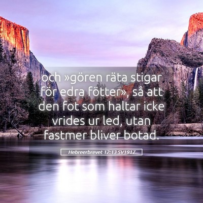 Picture 05 - Hebreerbrevet 12:13 SV1917 - och »gören räta stigar för edra fötter», - Bible Verse Picture