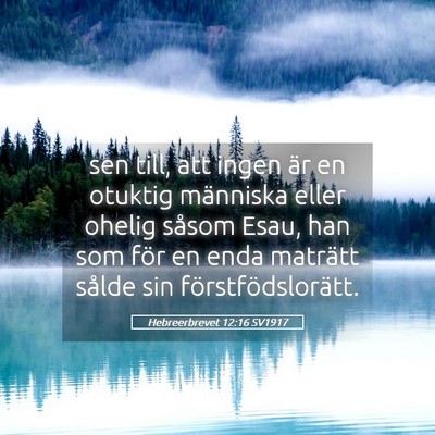 Picture 05 - Hebreerbrevet 12:16 SV1917 - sen till, att ingen är en otuktig människa - Bible Verse Picture