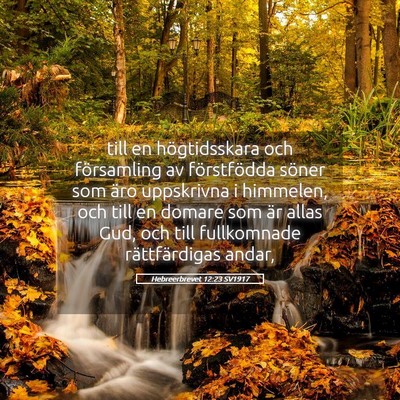 Picture 05 - Hebreerbrevet 12:23 SV1917 - till en högtidsskara och församling av - Bible Verse Picture
