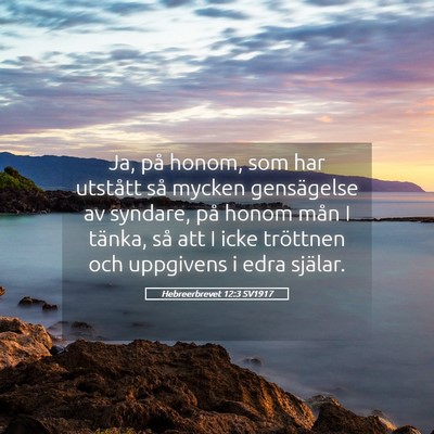 Picture 05 - Hebreerbrevet 12:3 SV1917 - Ja, på honom, som har utstått så mycken - Bible Verse Picture