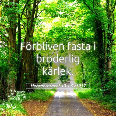 Picture 05 - Hebreerbrevet 13:1 SV1917 - Förbliven fasta i broderlig - Bible Verse Picture