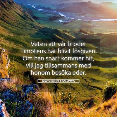 Picture 05 - Hebreerbrevet 13:23 SV1917 - Veten att vår broder Timoteus har blivit - Bible Verse Picture