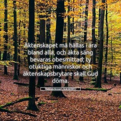 Picture 05 - Hebreerbrevet 13:4 SV1917 - Äktenskapet må hållas i ära bland alla, och - Bible Verse Picture