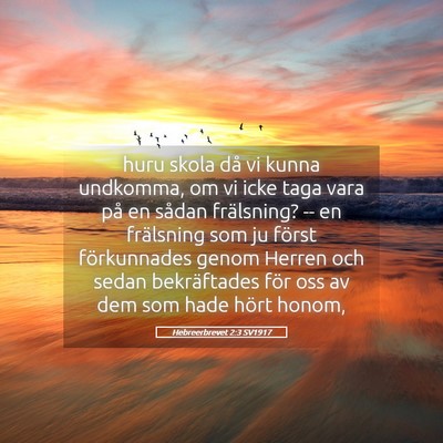 Picture 05 - Hebreerbrevet 2:3 SV1917 - huru skola då vi kunna undkomma, om vi icke taga - Bible Verse Picture