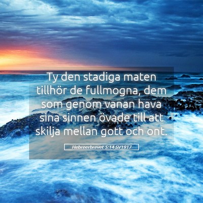 Picture 05 - Hebreerbrevet 5:14 SV1917 - Ty den stadiga maten tillhör de fullmogna, dem - Bible Verse Picture