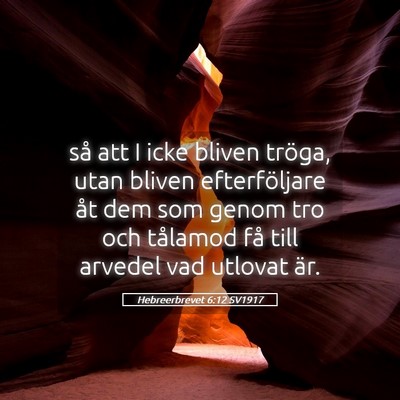 Picture 05 - Hebreerbrevet 6:12 SV1917 - så att I icke bliven tröga, utan bliven - Bible Verse Picture