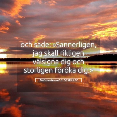 Picture 05 - Hebreerbrevet 6:14 SV1917 - och sade: »Sannerligen, jag skall rikligen - Bible Verse Picture