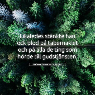 Picture 05 - Hebreerbrevet 9:21 SV1917 - Likaledes stänkte han ock blod på tabernaklet - Bible Verse Picture
