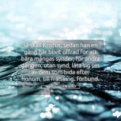 Picture 05 - Hebreerbrevet 9:28 SV1917 - så skall Kristus, sedan han en gång har blivit - Bible Verse Picture