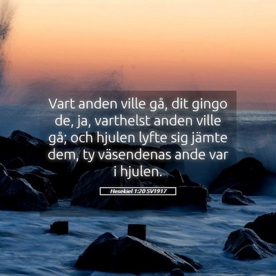 Picture 05 - Hesekiel 1:20 SV1917 - Vart anden ville gå, dit gingo de, ja, varthelst - Bible Verse Picture