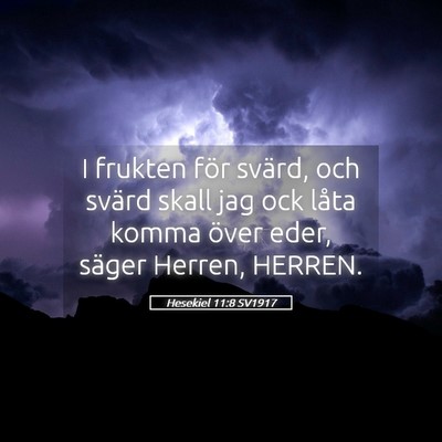 Picture 05 - Hesekiel 11:8 SV1917 - I frukten för svärd, och svärd skall jag ock - Bible Verse Picture