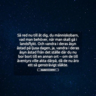 Picture 05 - Hesekiel 12:3 SV1917 - Så red nu till åt dig, du människobarn, vad - Bible Verse Picture