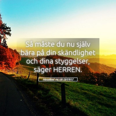 Picture 05 - Hesekiel 16:58 SV1917 - Så måste du nu själv bära på din - Bible Verse Picture