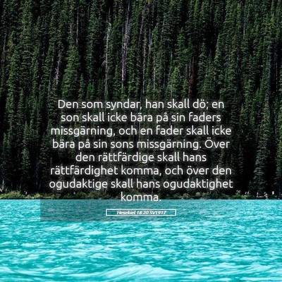 Picture 05 - Hesekiel 18:20 SV1917 - Den som syndar, han skall dö; en son skall icke - Bible Verse Picture