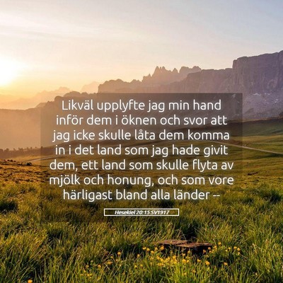 Picture 05 - Hesekiel 20:15 SV1917 - Likväl upplyfte jag min hand inför dem i öknen - Bible Verse Picture