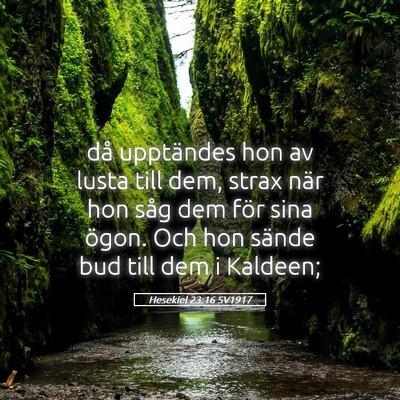 Picture 05 - Hesekiel 23:16 SV1917 - då upptändes hon av lusta till dem, strax när - Bible Verse Picture