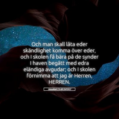 Picture 05 - Hesekiel 23:49 SV1917 - Och man skall låta eder skändlighet komma över - Bible Verse Picture